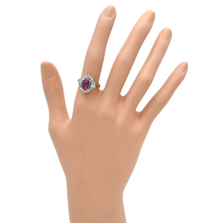 リング 指輪 スタールビー 3.43ct ダイヤ レッド ピンクレッド