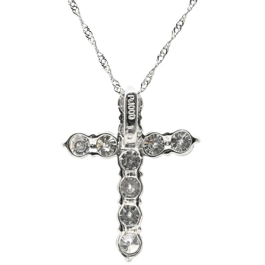 ネックレス ダイヤモンド 1.0ct クロスペンダント シルバー プラチナシルバー 十字架 CROSS 10石 10P 10粒 ブリリアントカット