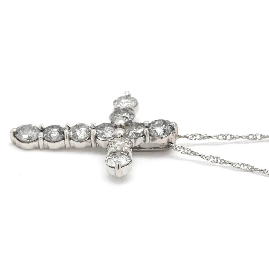 ネックレス ダイヤモンド 1.0ct クロスペンダント シルバー プラチナシルバー 十字架 CROSS 10石 10P 10粒 ブリリアントカット