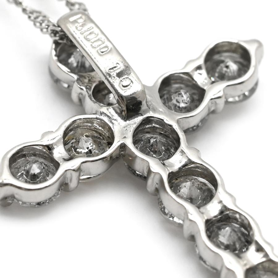 ネックレス ダイヤモンド 1.0ct クロスペンダント シルバー プラチナシルバー 十字架 CROSS 10石 10P 10粒 ブリリアントカット
