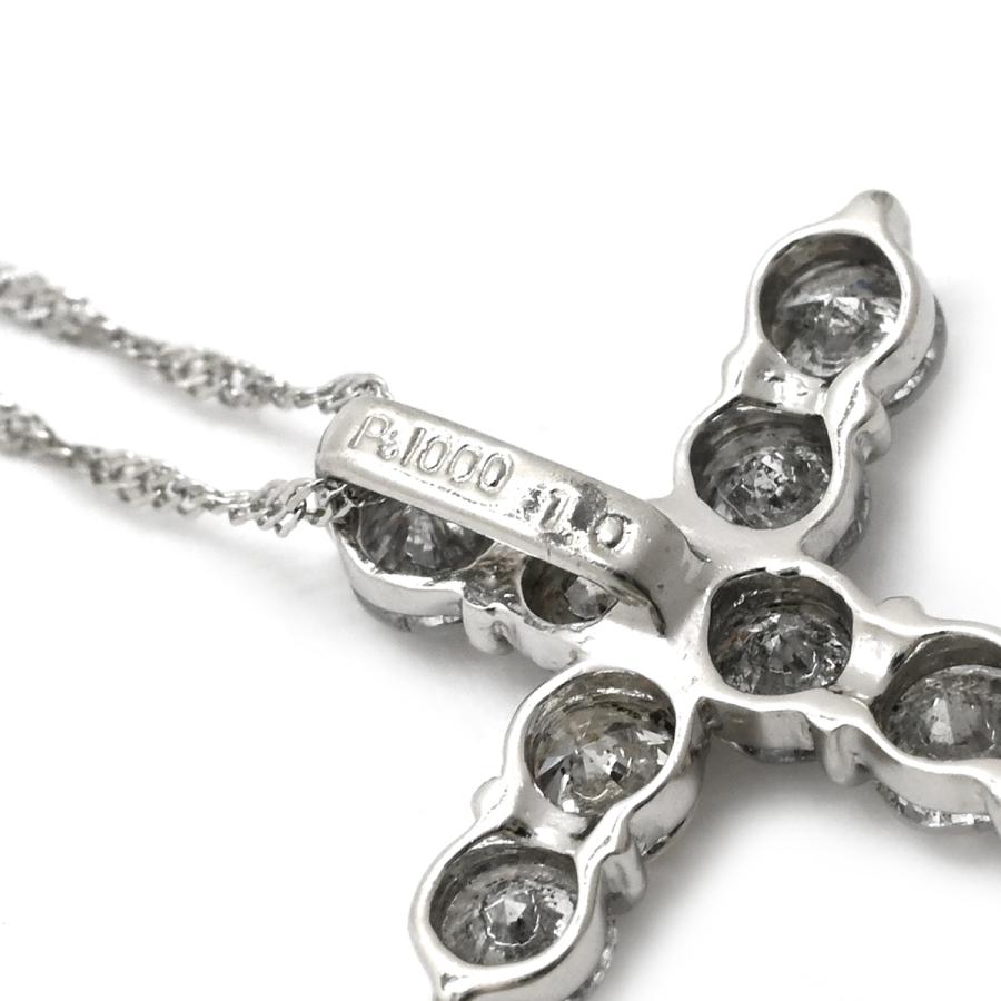ネックレス ダイヤモンド 1.0ct クロスペンダント シルバー プラチナシルバー 十字架 CROSS 10石 10P 10粒 ブリリアントカット