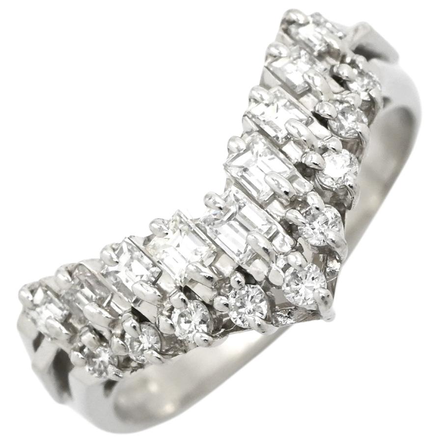 リング 指輪 ダイヤモンド 0.50ct シルバー V字 Vライン