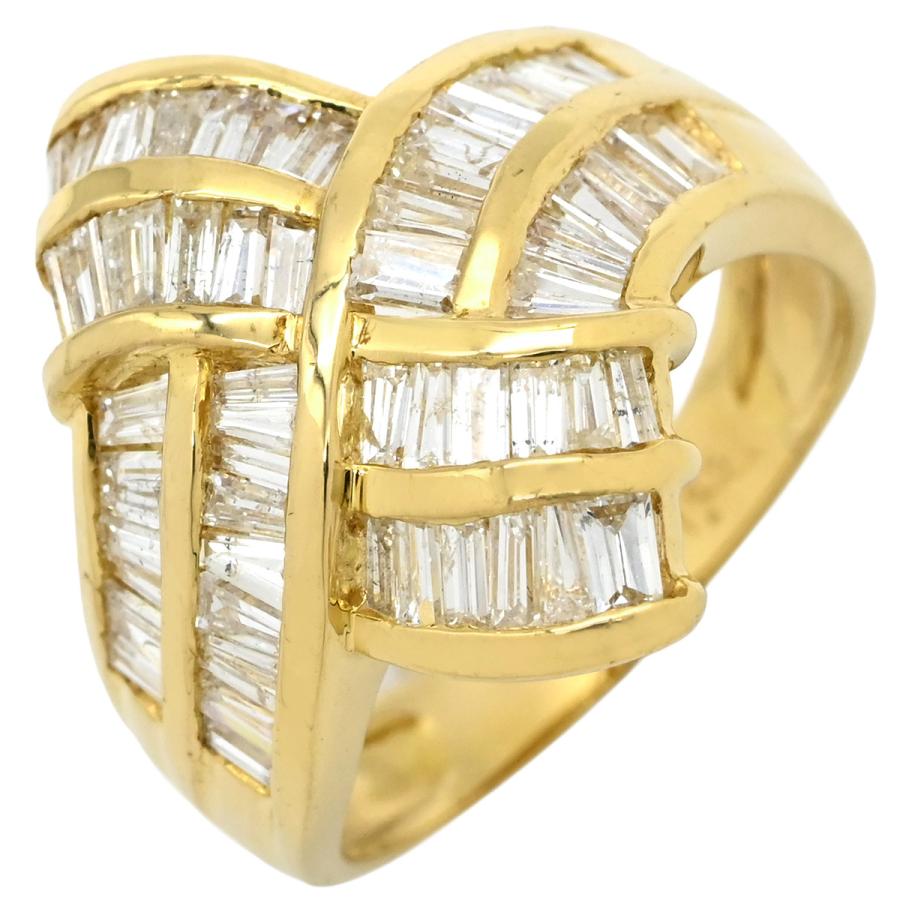 【42600円購入→32000円】本日のみK18 バゲットカット リング 14号 K18ダイヤモンド バゲットカットレース リング（リング） | COCOSHNIK