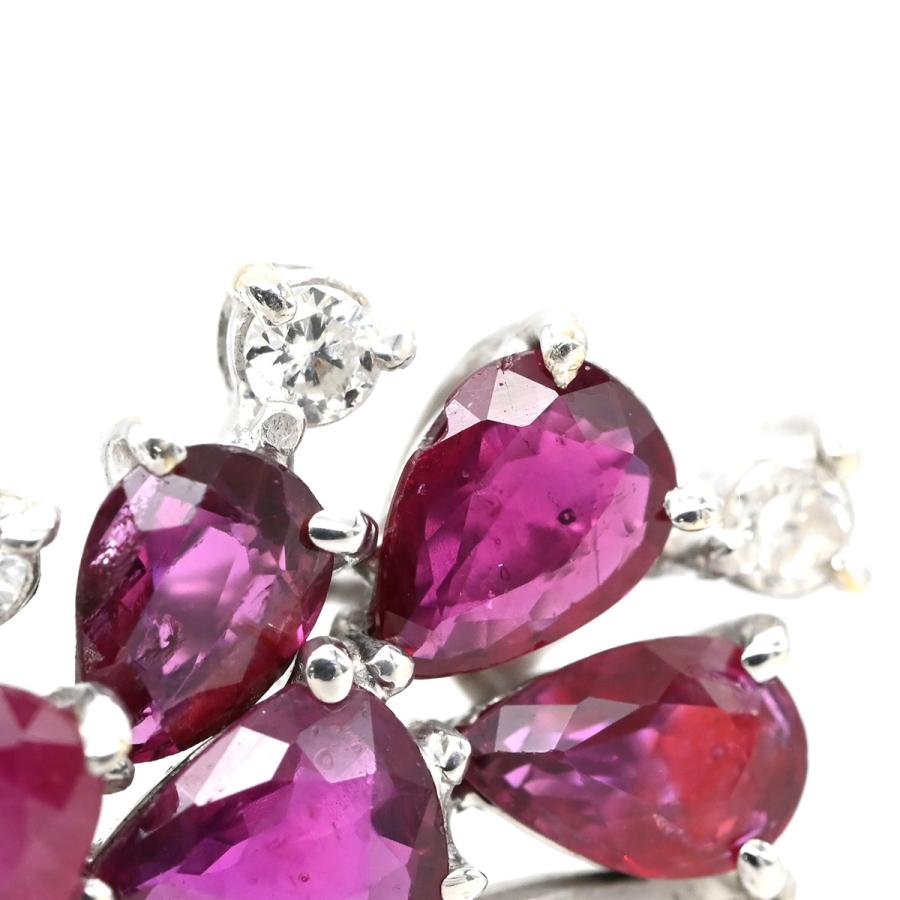 ブローチ ルビー ブルーサファイア ダイヤ シルバー ホワイトゴールド