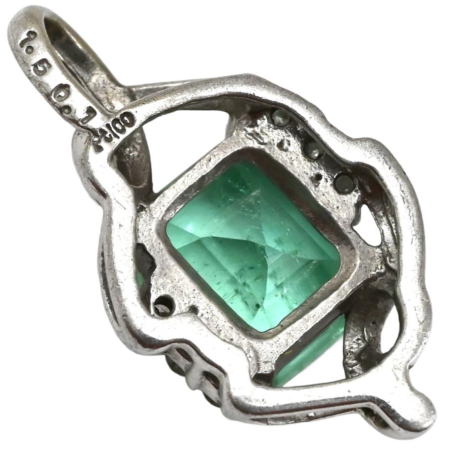 ペンダントトップ エメラルド 1.5ct ダイヤ 0.1ct グリーン 緑×PT