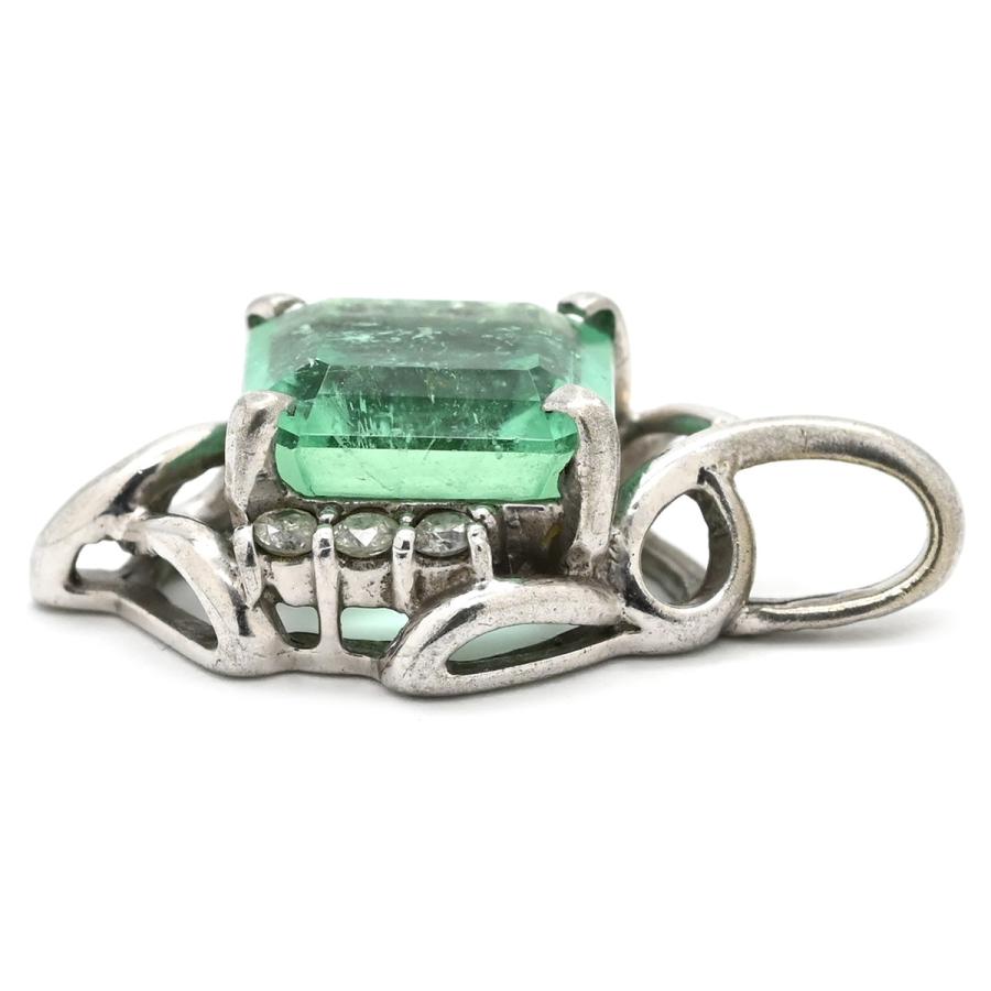 ペンダントトップ エメラルド 1.5ct ダイヤ 0.1ct グリーン 緑×PT