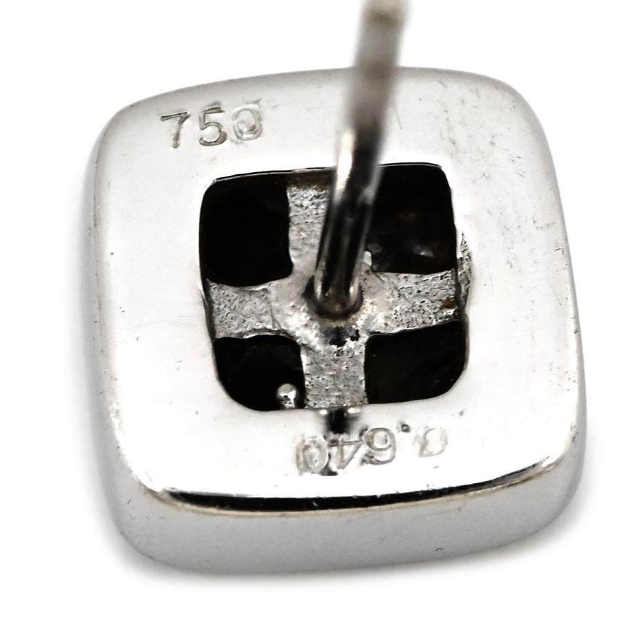 ピアス ダイヤスクエアシェイプ スタッドピアス シルバー K18WG Au750
