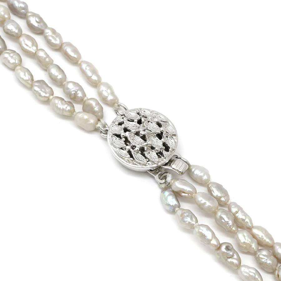 ネックレス ホワイト ホワイトパール 白 バロックパール ケシパール 淡水パール 真珠 silver ロングネックレス 3連 3重_2