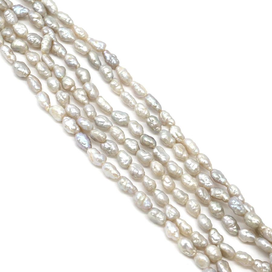 ネックレス ホワイト ホワイトパール 白 バロックパール ケシパール 淡水パール 真珠 silver ロングネックレス 3連 3重_3