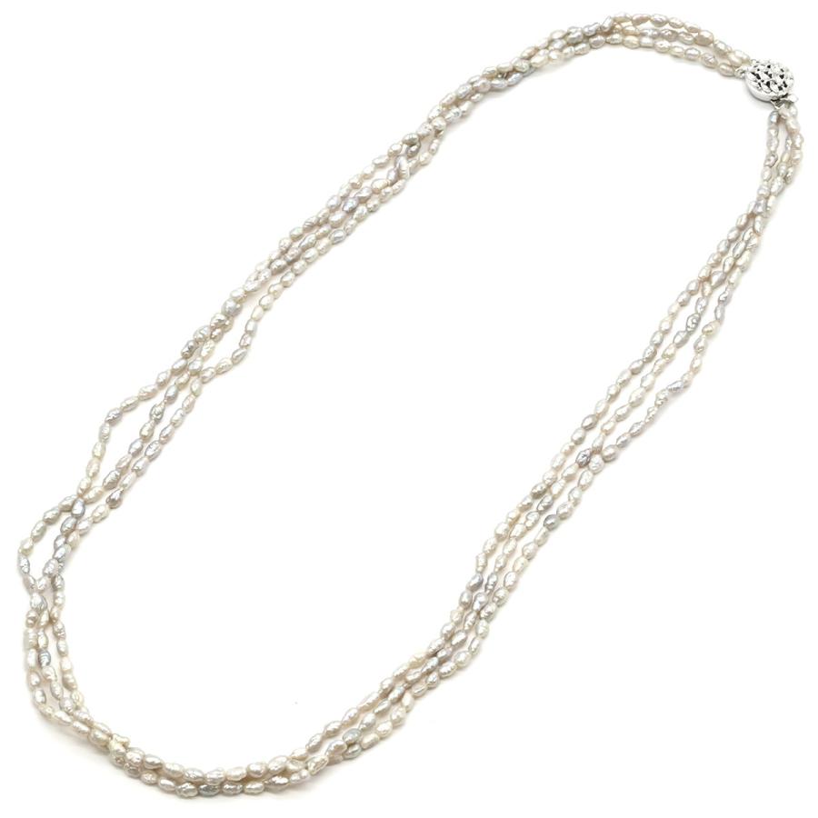 ネックレス ホワイト ホワイトパール 白 バロックパール ケシパール 淡水パール 真珠 silver ロングネックレス 3連 3重_5