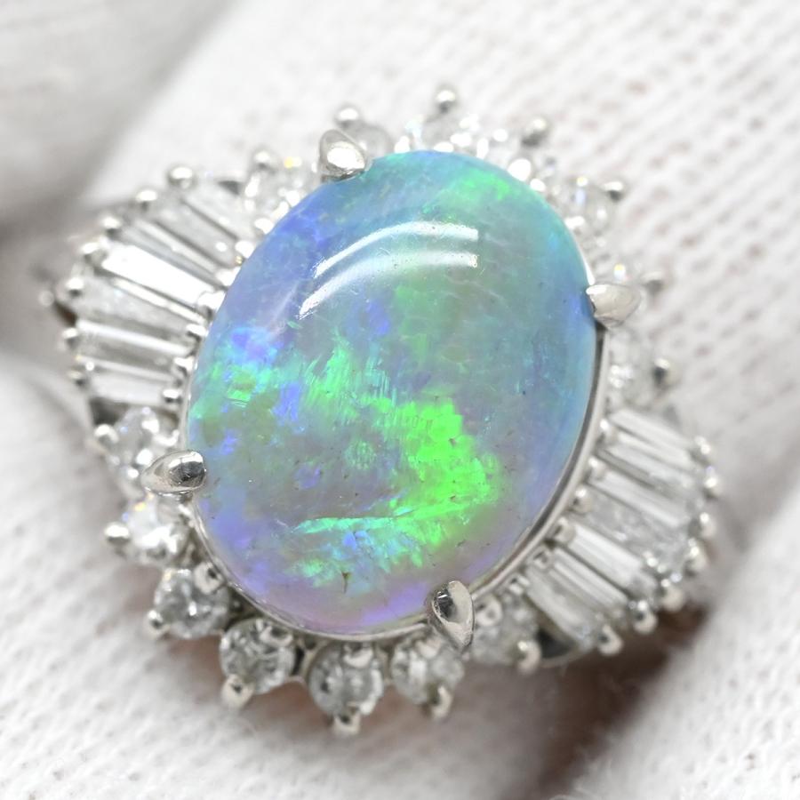 リング 指輪 ブラックオパール 2.62ct ダイヤモンドリング シルバー 