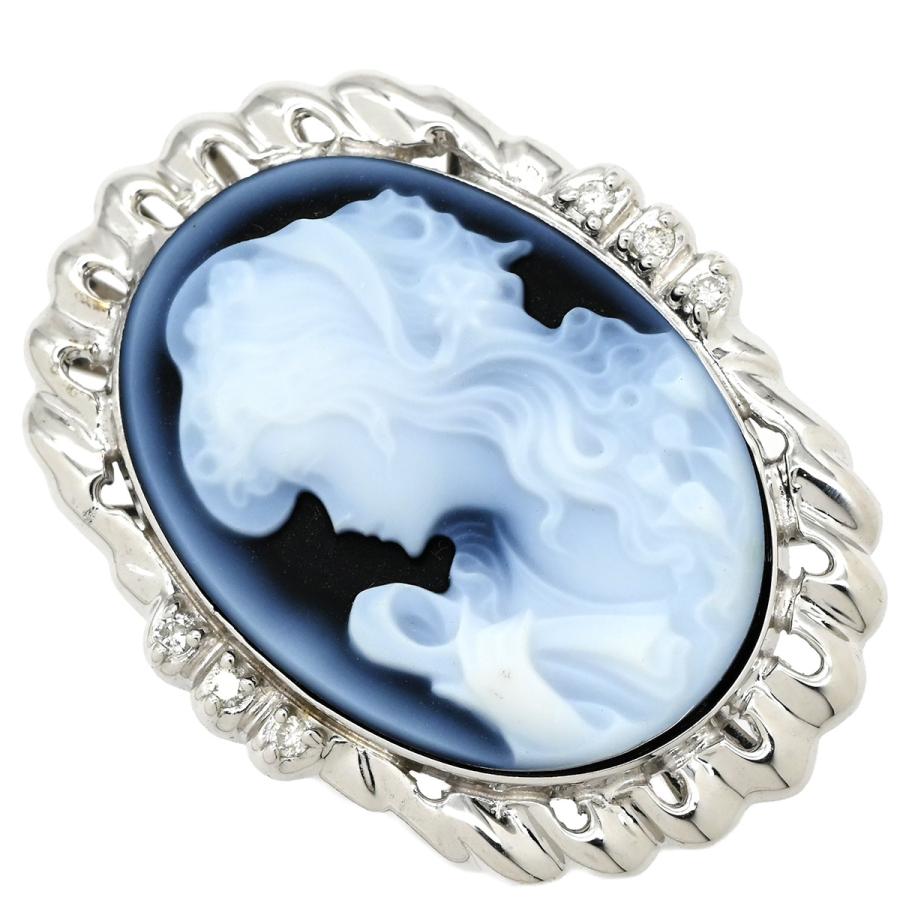 リング 指輪 カメオリング ダイヤ シルバー カルセドニー 彫刻