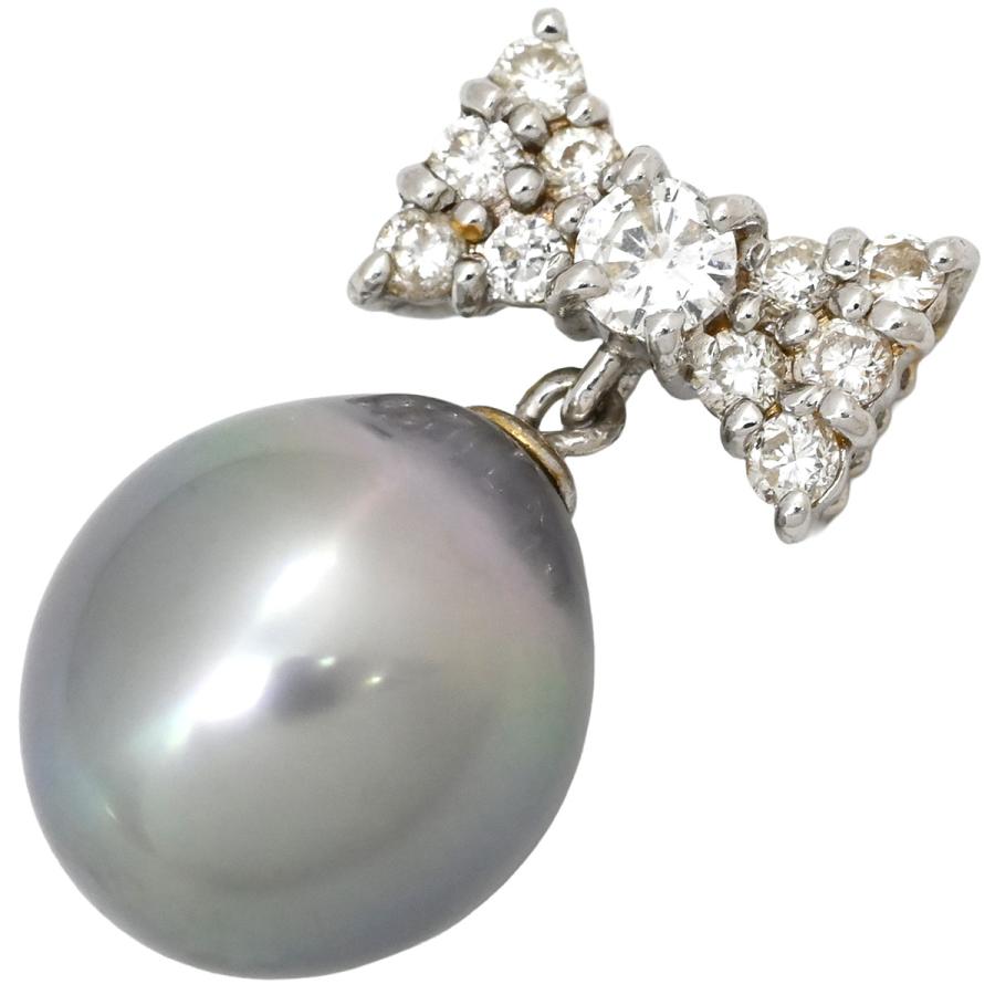 ペンダントトップ 黒蝶パール 9.2mm ダイヤ 0.22ct シルバー