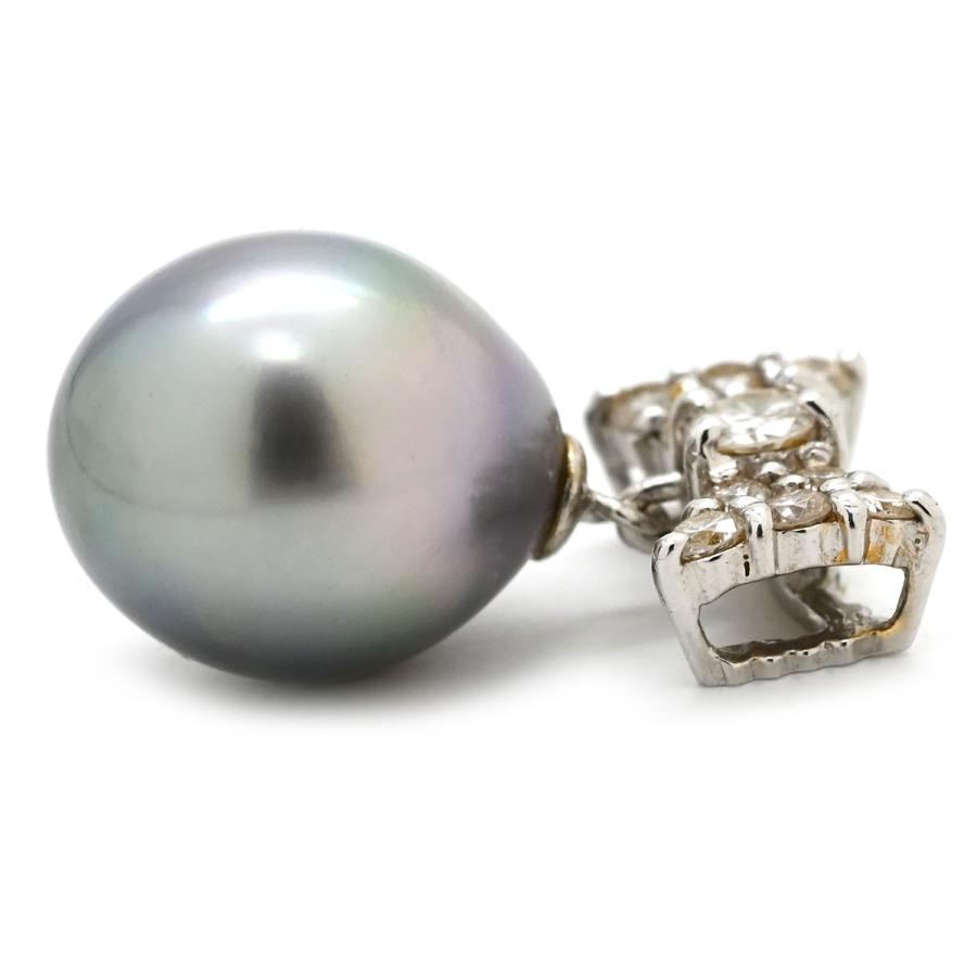 ペンダントトップ 黒蝶パール 9.2mm ダイヤ 0.22ct シルバー