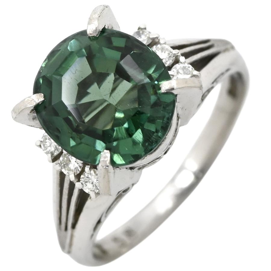 リング 指輪 グリーントルマリン3.58ct ダイヤモンド シルバー