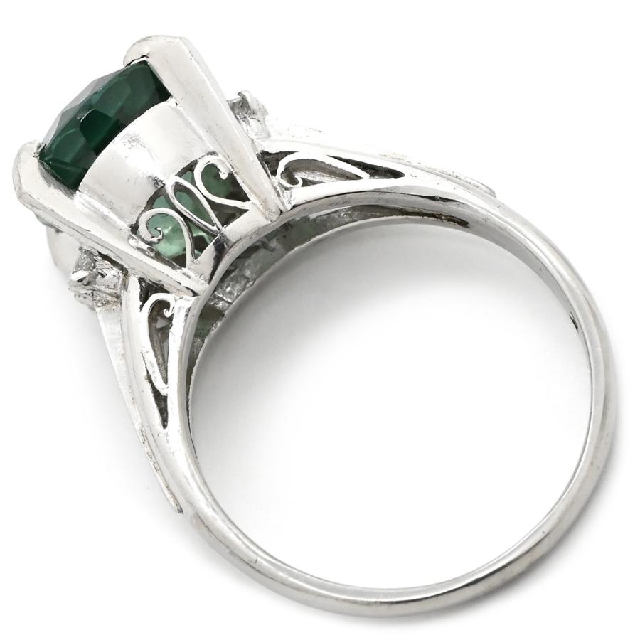 リング 指輪 グリーントルマリン3.58ct ダイヤモンド シルバー