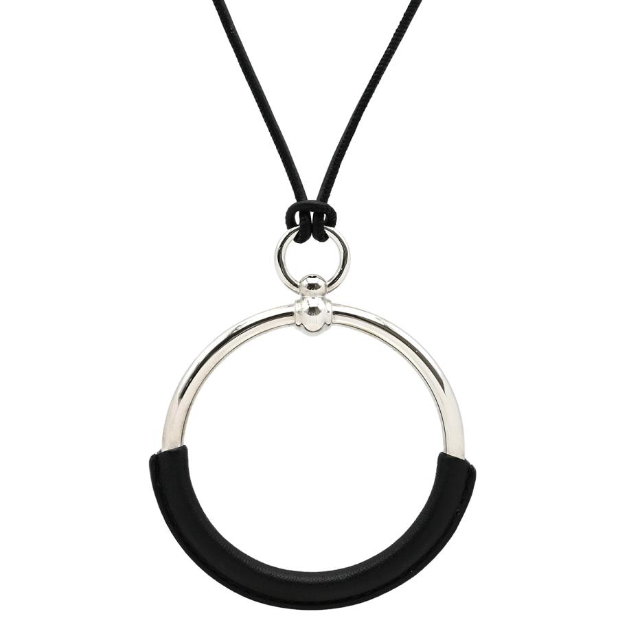 エルメス　HERMES ペンダント　ループ　新品　未使用 エルメス ペンダント ループ ペンダント メタル×レザー ブラック