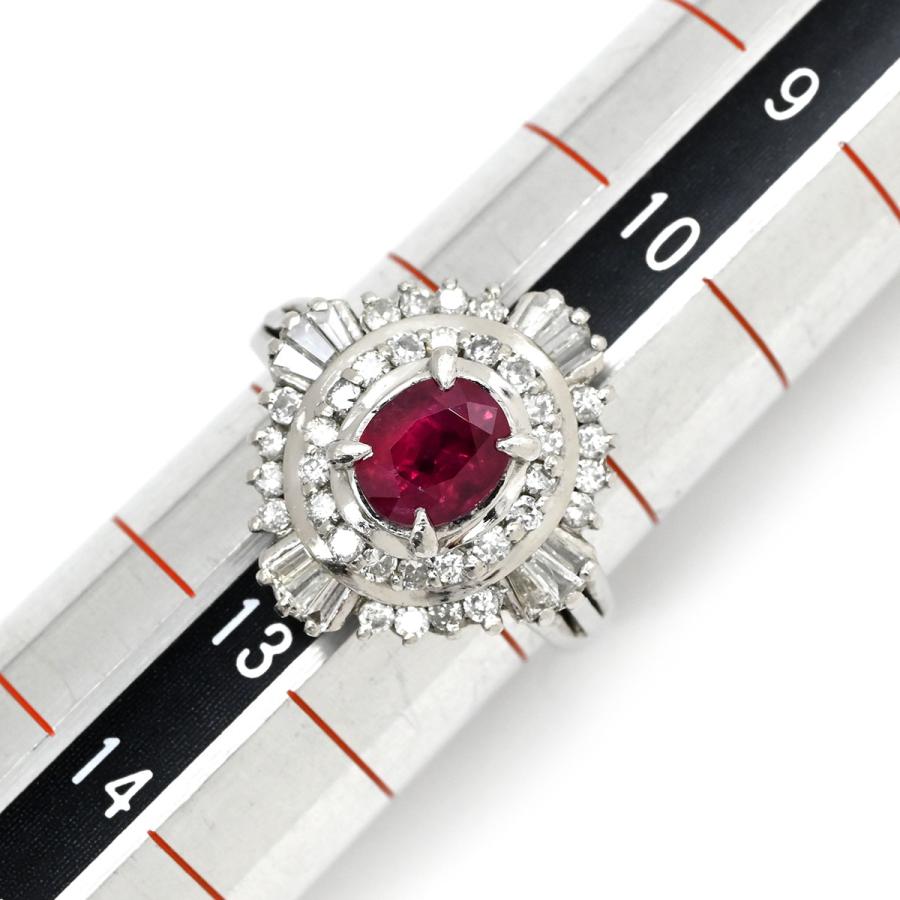 リング 指輪 ルビー 1.223ct ダイヤ レッド 赤 1P 1石 1粒 プラチナ