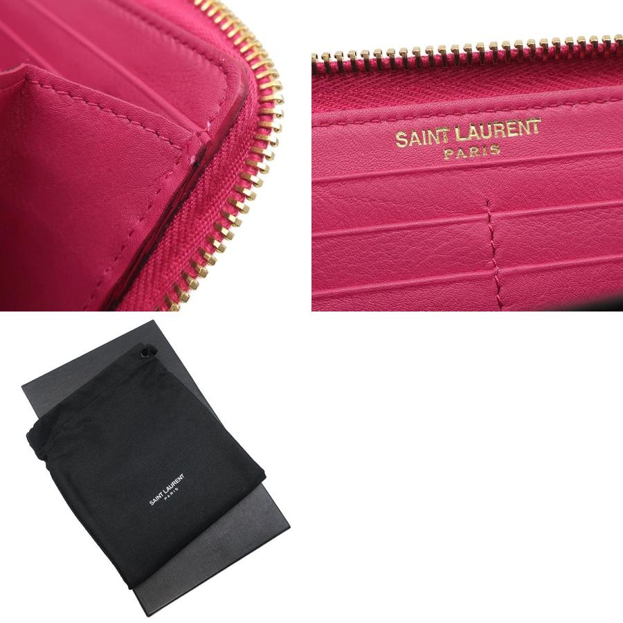 サンローラン 長財布 ラウンドファスナー Yライン ピンクベージュ 付属品完備 SAINT LAURENT サンローラン 長財布 LIGNE Y レザー ピンク Yライン