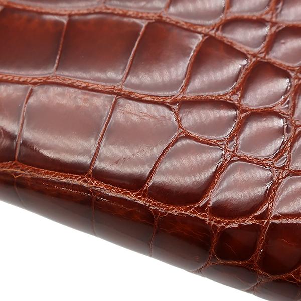 HERMÈS アリゲーターベアンダークブラウン 二つ折り財布 HERMES（エルメス） ほぼ未使用 □R 刻印 ベアン スフレ アリゲーター