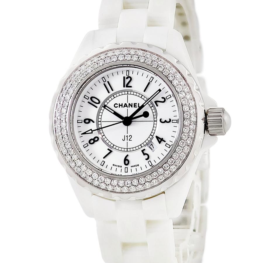 J12 【3年保証】 シャネル H0967 純正ダイヤ パヴェ 白 ホワイト