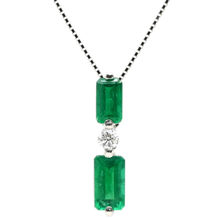 ネックレス エメラルド 1.53ct ダイヤ ペンダント シルバー Pt 緑 