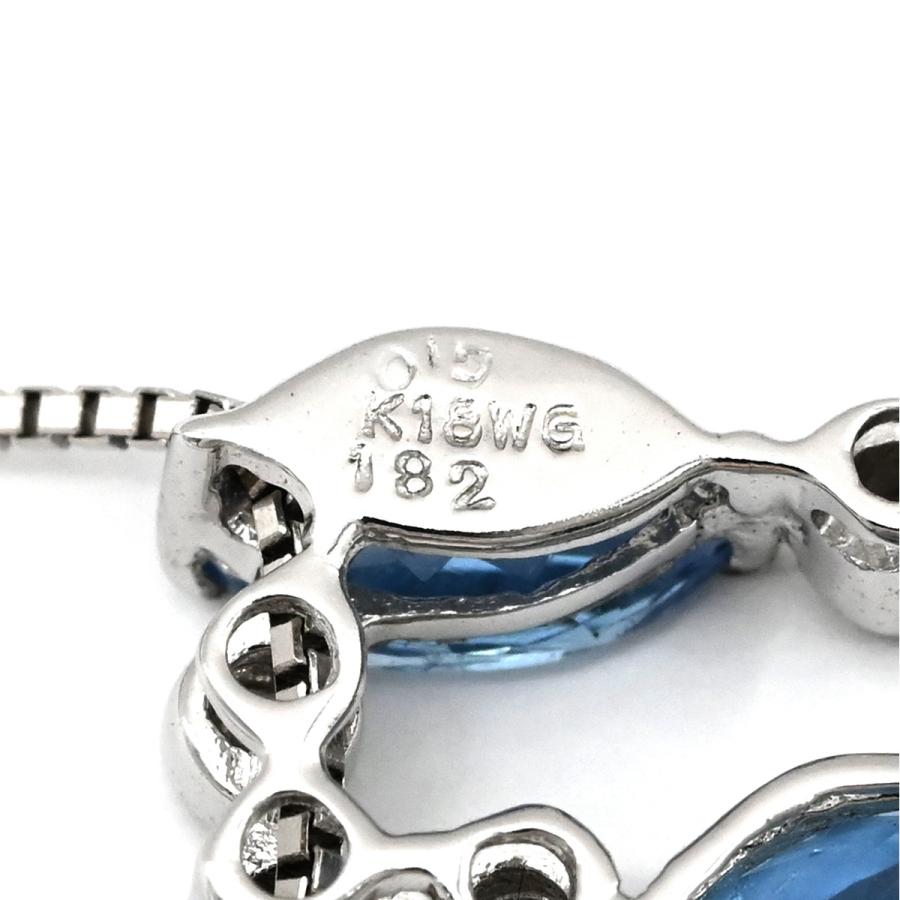 ペンダント　Au 750 刻印　あり ネックレス アクアマリン ダイヤ ペンダント シルバー ホワイト