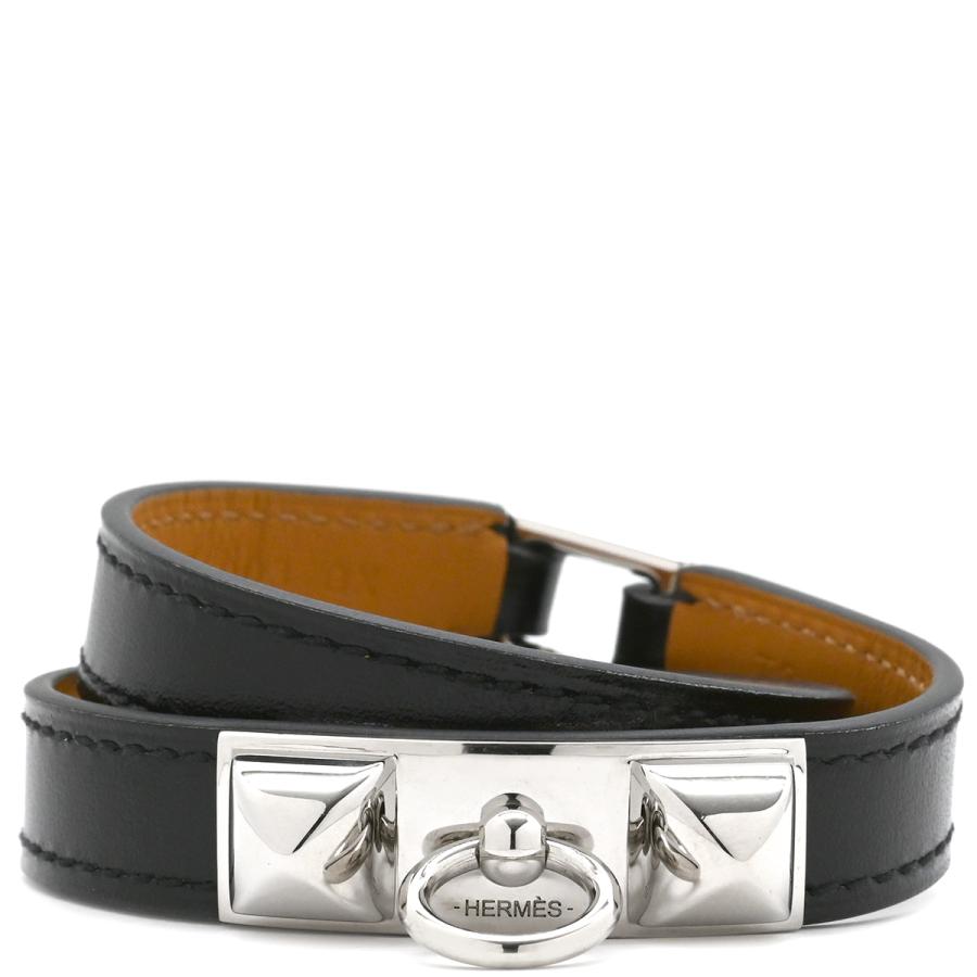 HERMES エルメス✥リヴァル ドゥブルトゥール レザーブレスレット✥超美品 レザーブレスレット 《リヴァル》 ドゥブルトゥール - ブラック