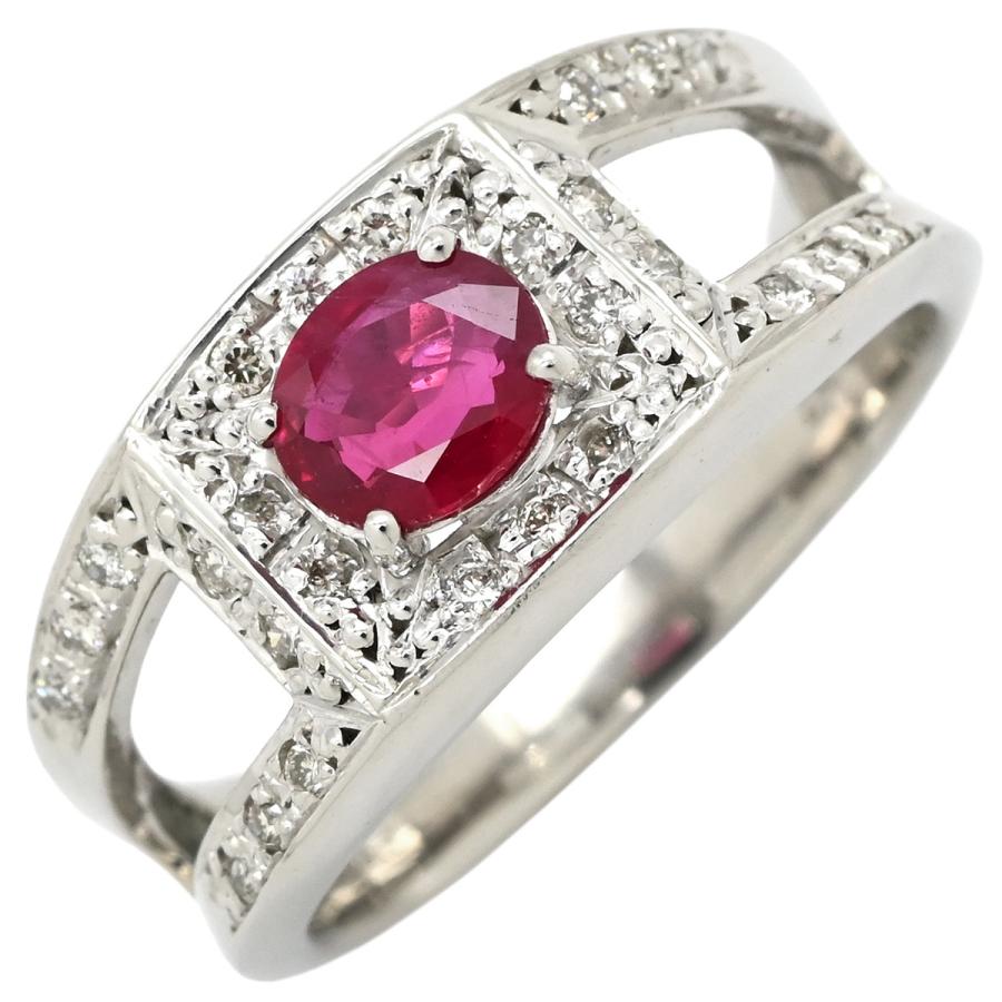リング 指輪 ルビー 0.77ct ダイヤリング シルバー レッド 赤 1石