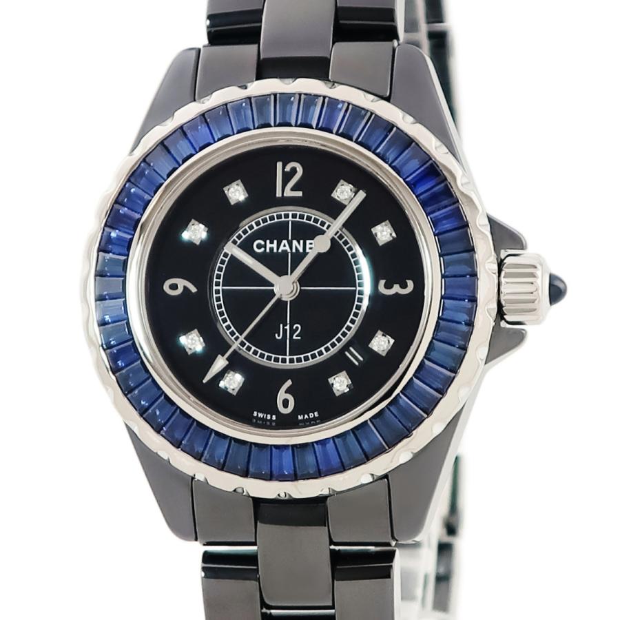 J12 【3年保証】 シャネル 38mm H2308 K18WG 純正ダイヤ 純正ブルー 