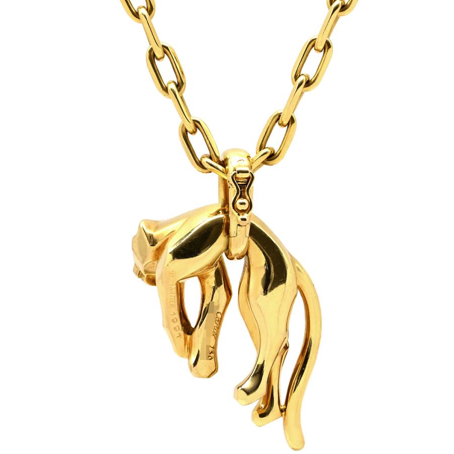 Cartier刻印 パンテールモチーフ ネックレストップ メタル素材 革紐付き PANTHERE DE CARTIER カルティエ ネックレス パンテール ドゥ パンサー
