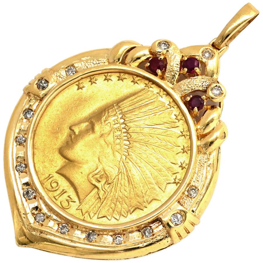 ペンダントトップ コイン 金貨 ゴールド 10ドル金貨 アメリカンインディアンヘッド 750 18K ?21.6 ネックレストップ ペンダントヘッド  : HOUBIDOU 心斎橋店 - 通販 - Yahoo!ショッピング