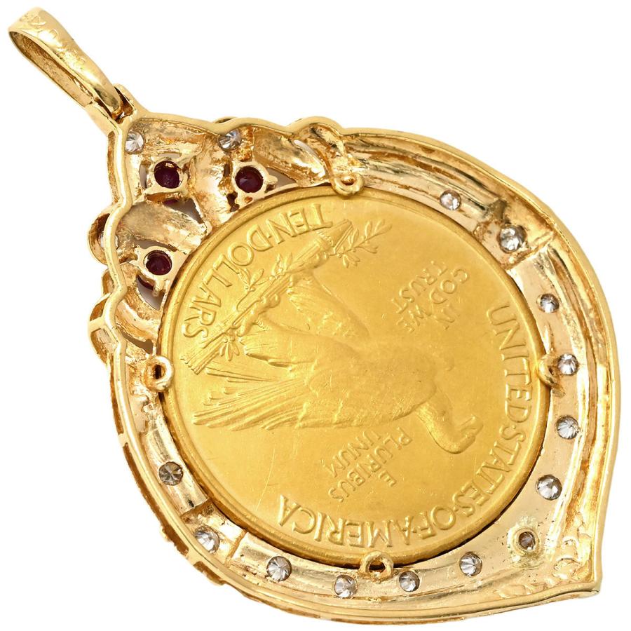 ペンダントトップ コイン 金貨 ゴールド 10ドル金貨 アメリカンインディアンヘッド 750 18K ?21.6 ネックレストップ ペンダントヘッド