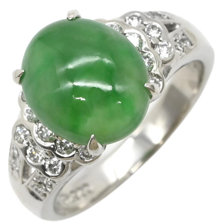 リング 指輪 ヒスイ 3.95ct ダイヤモンド シルバー プラチナシルバー 