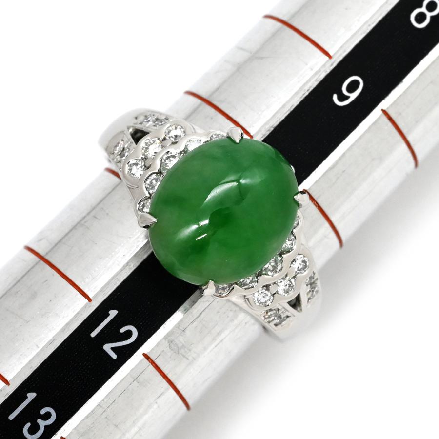 リング 指輪 ヒスイ 3.95ct ダイヤモンド シルバー 緑 グリーン 翡翠