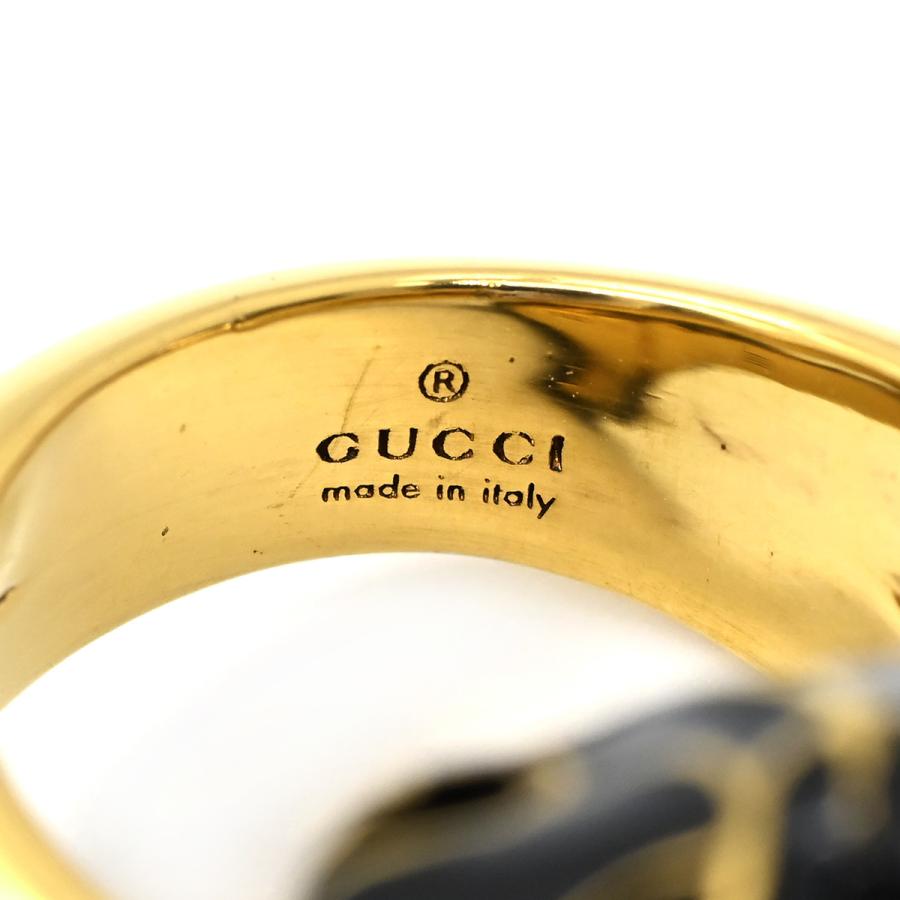 美品✨グッチ GUCCI　指輪　リング　11号　エナメル　デコラティブ　リッジ GUCCI（グッチ） リング 指輪 ダブルタイガーヘッド メタル ブラック