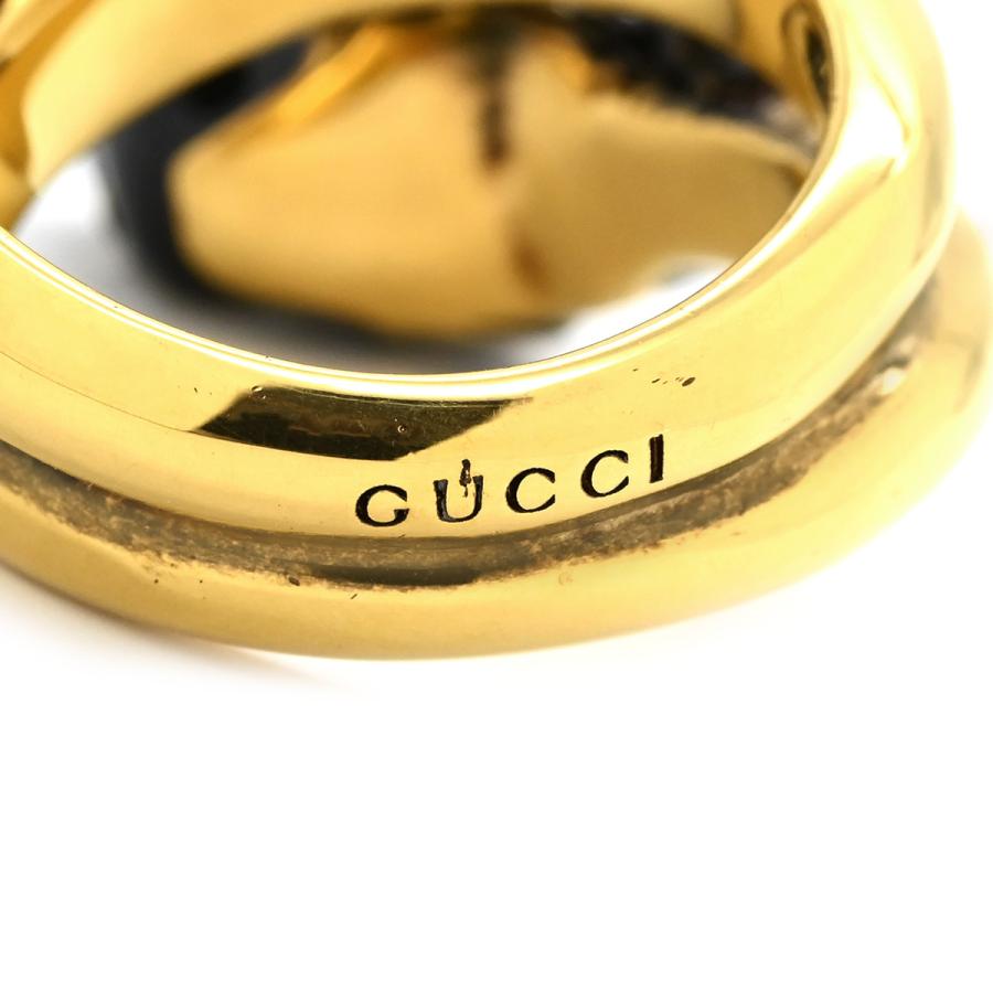 GUCCI（グッチ） リング 指輪 ダブルタイガーヘッド メタル ブラック