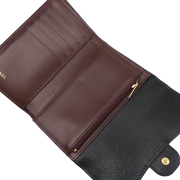 美品 シャネル AP0232 タイムレスクラシック 三つ折り財布 黒 レディース 美品 シャネル AP0232 タイムレスクラシック 三つ折り財布 黒