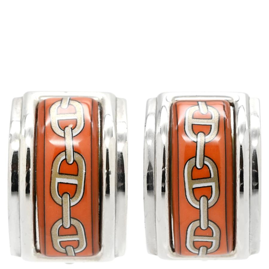 HERMES（エルメス） イヤリング エマイユ メタル オレンジ 七宝