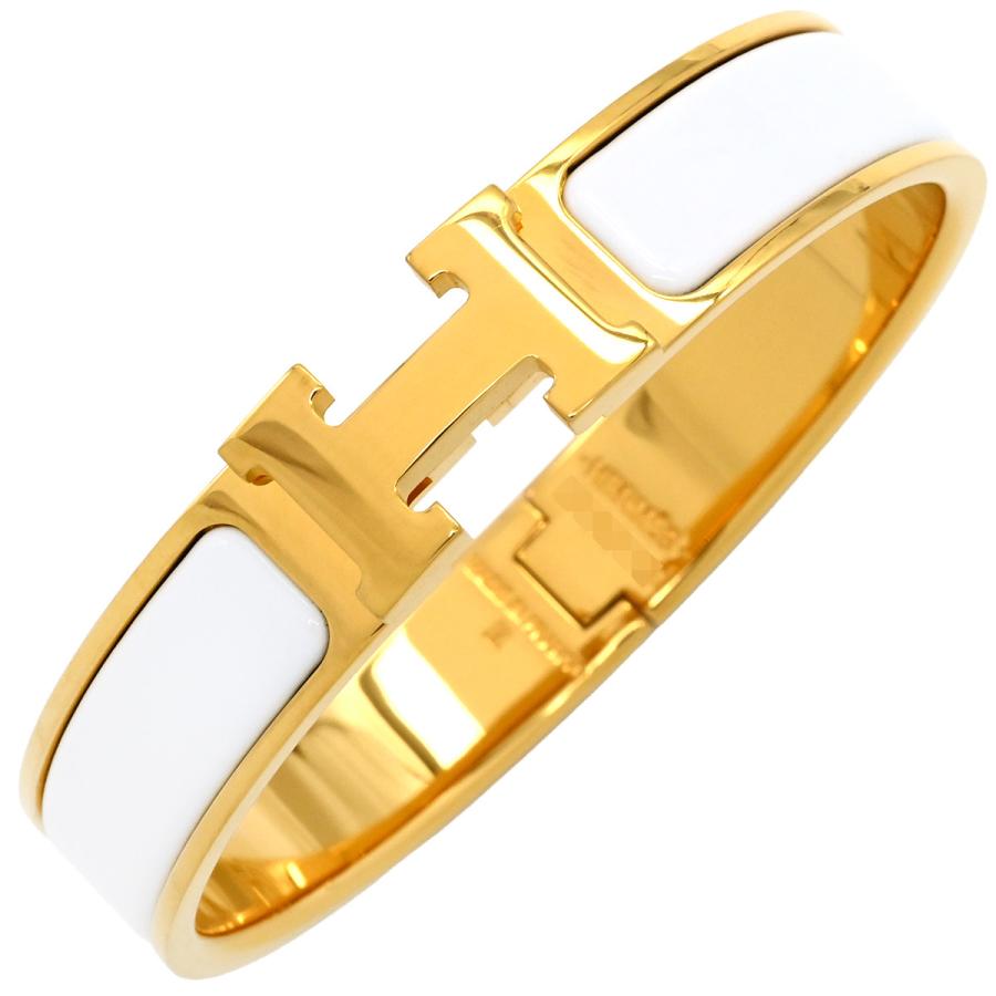 エルメス クリックH ブレスレットHERMES バングル白⭐︎1度使用⭐︎ HERMES（エルメス） エナメル ブレスレット クリックH バングル