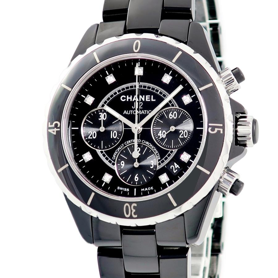 CHANEL J12 自動巻きクロノグラフ腕時計 J12 【3年保証】 シャネル クロノグラフ H2419 純正ダイヤ ブラック