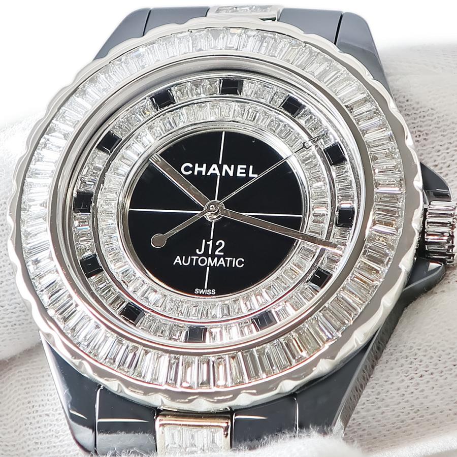 【美品】シャネル　ダイヤモンドカット　腕時計 ジャンク品 J12 【3年保証】 シャネル 42mm オートマティック H7418 OH済 ブラック