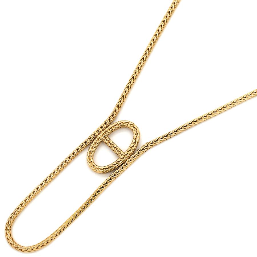 HERMES ゴールド チェーンネックレス HERMES エルメス ネックレス セリエ くり抜きロゴ スネークチェーン