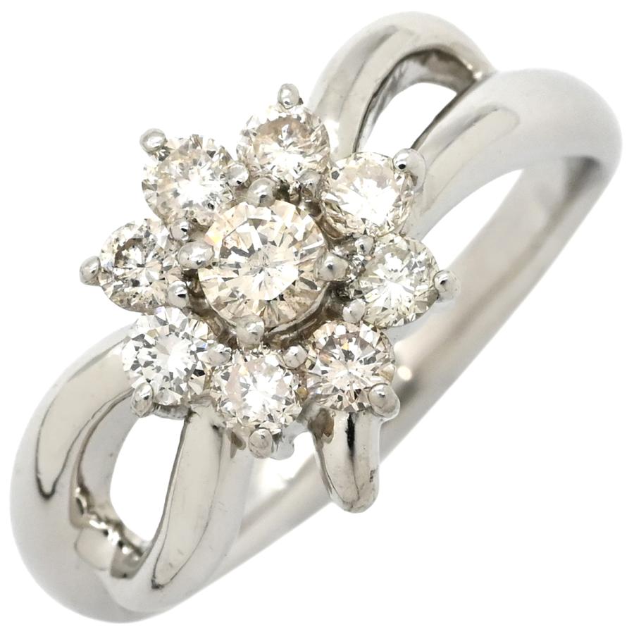 リング 指輪 ダイヤ 0.56ct シルバー プラチナシルバー Pt900 9P 9石 9