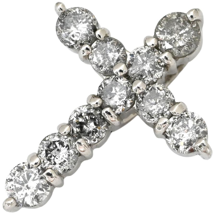ペンダントトップ クロス ダイヤモンド 0.5ct シルバー プラチナ