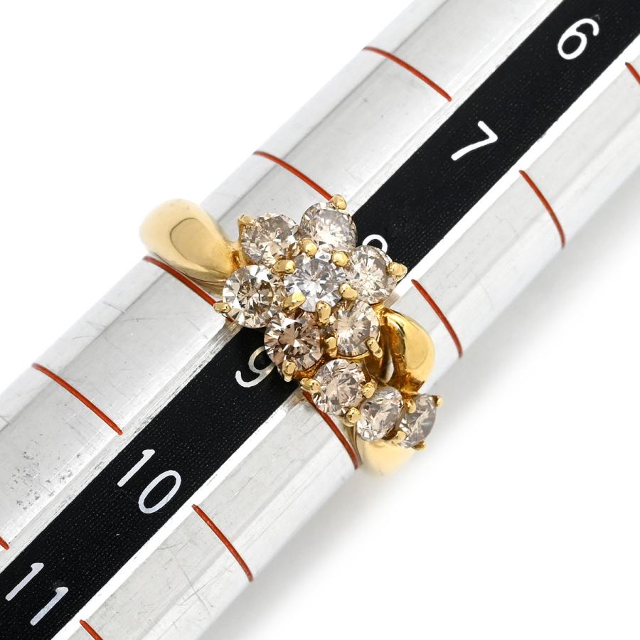 リング 指輪 ダイヤ 1.0ct ゴールド YG Au750 18K 18金 10P 10石 10粒