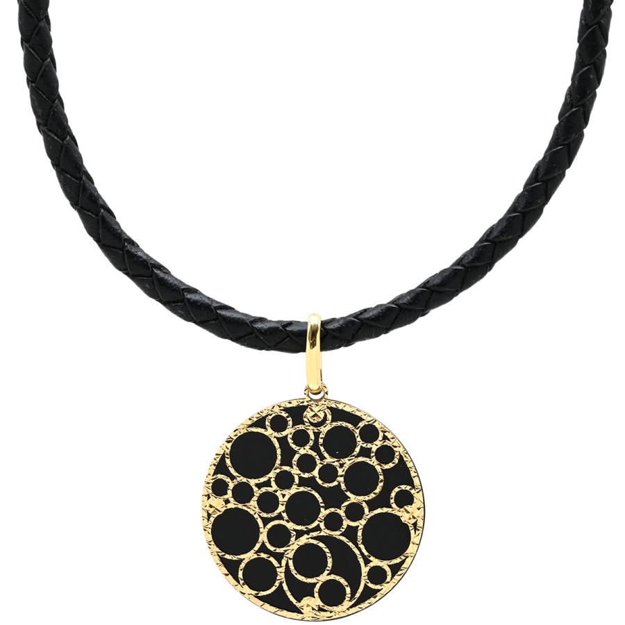 ネックレス サークル型ペンダント ゴールド イエローゴールド×ブラック