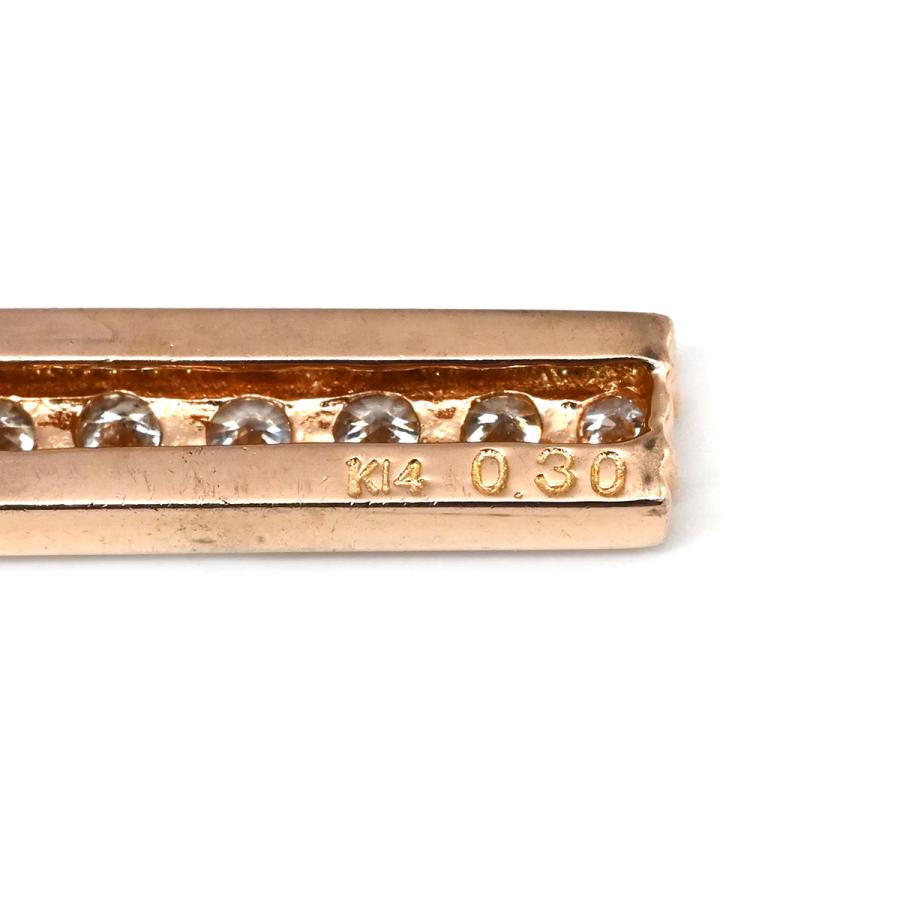 ネックレス ダイヤ ペンダント ゴールド ピンクゴールド 14K PG 縦型 
