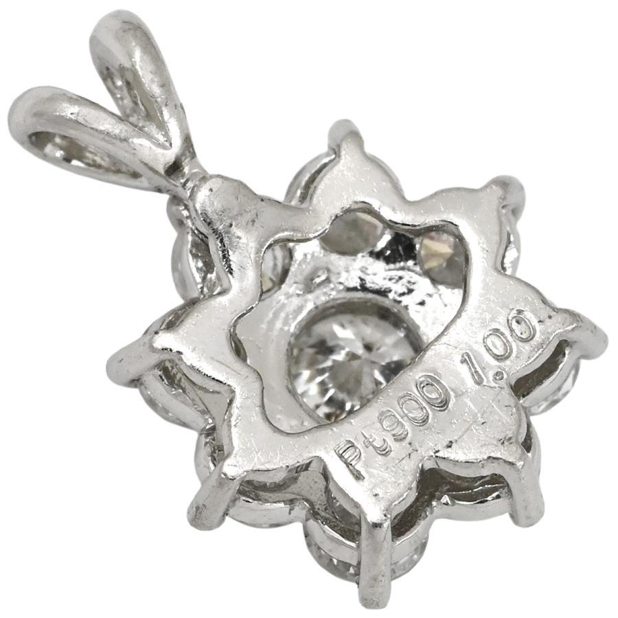 ペンダントトップ プラチナム ダイヤ 1.0ct シルバー プラチナシルバー Pt900 フラワーモチーフ クラスター V字金具_1