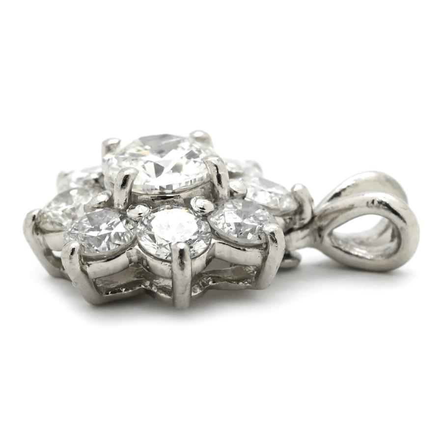 ペンダントトップ プラチナム ダイヤ 1.0ct シルバー プラチナシルバー Pt900 フラワーモチーフ クラスター V字金具_2